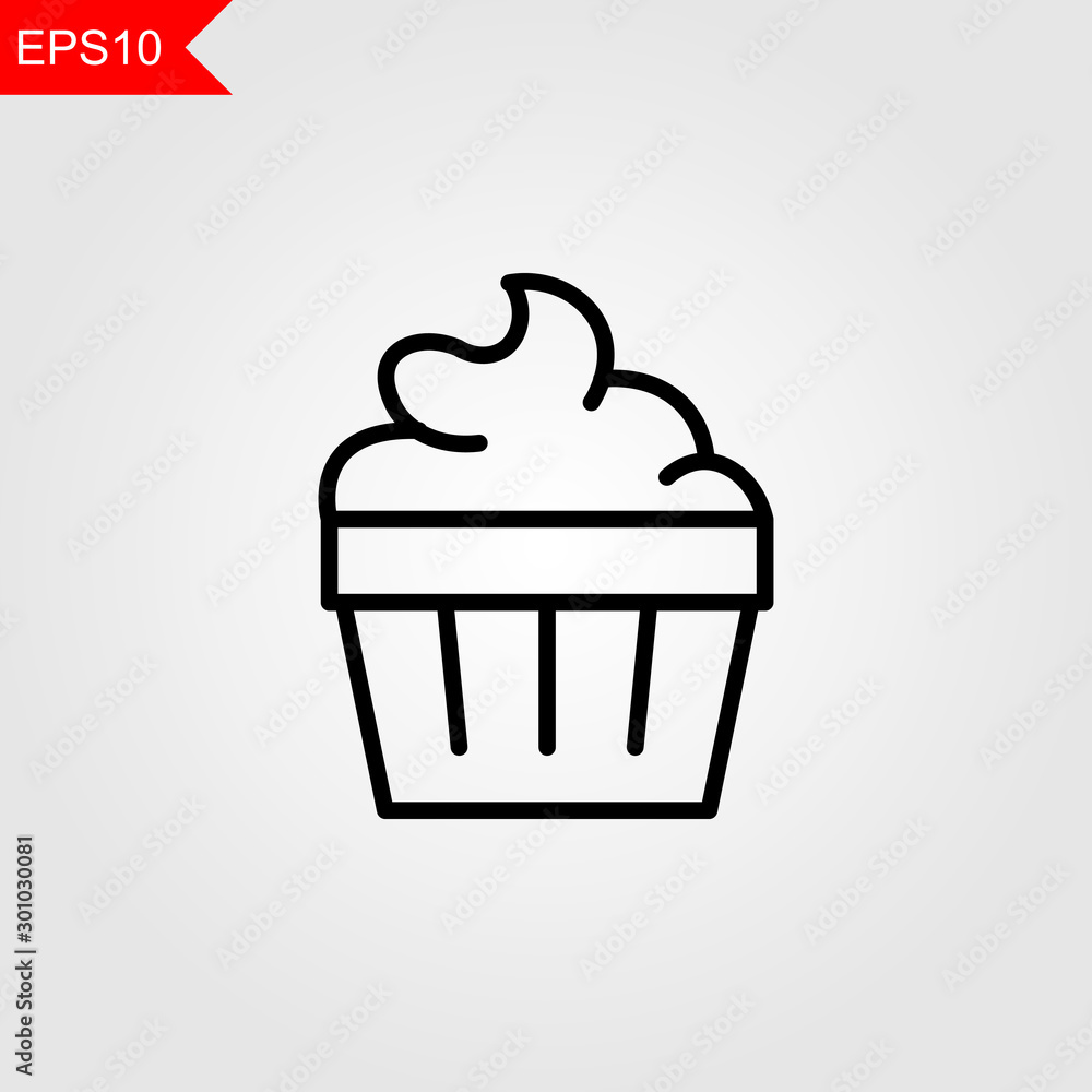 Cake line thin icon on grey background. Vector illustration eps10.