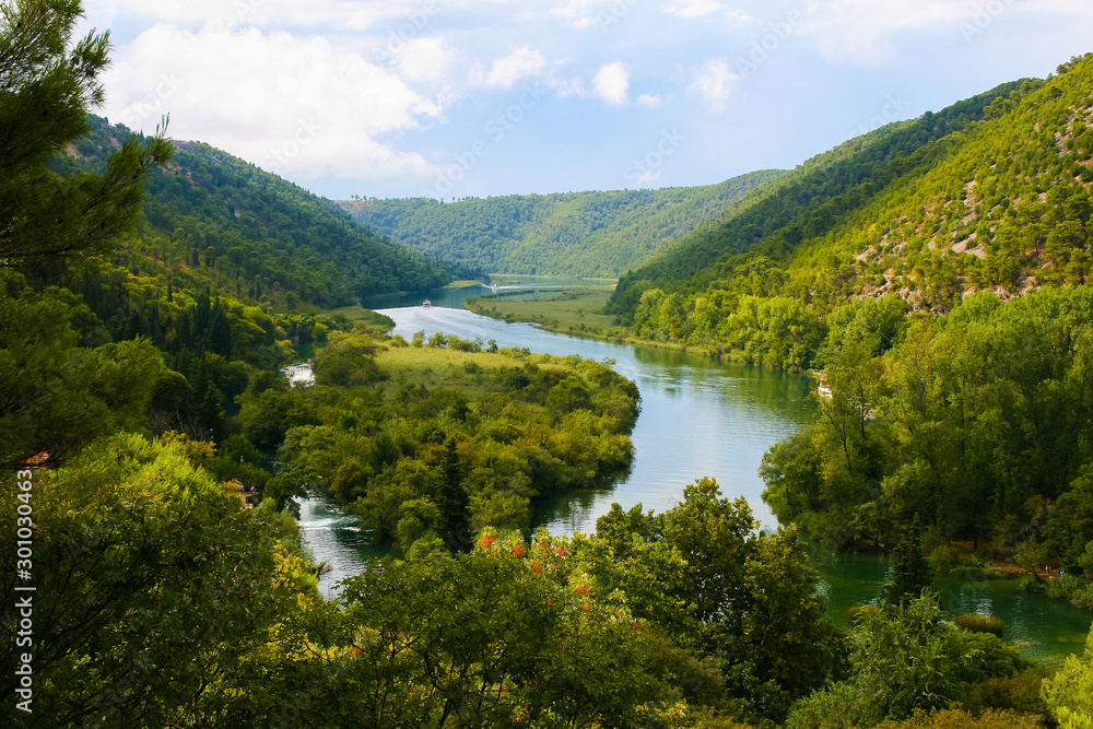 Krka river in the Krka National Park.  Croatia