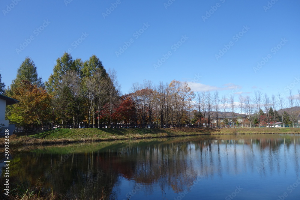 秋の軽井沢の矢ケ崎公園