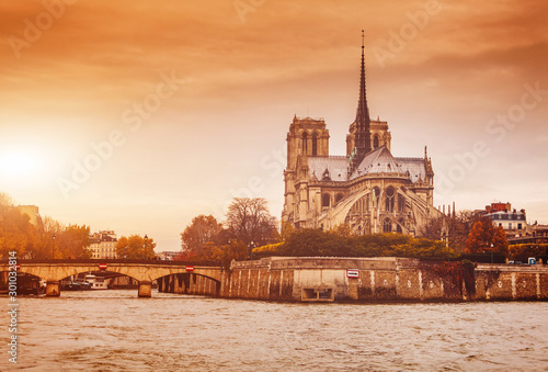 Notre dame de Paris viewed from River Seine