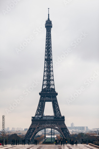 Fototapeta Naklejka Na Ścianę i Meble -  Beautiful view of Eiffel tower in Paris, France. Famous touristic places in Europe. European city travel concept.
