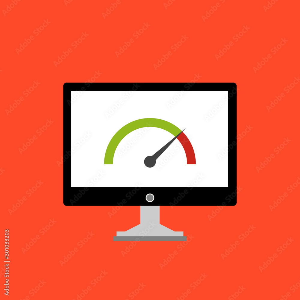 Speed test laptop icon Flat design vector illustration Speed test laptop icon Flat design vector illustration