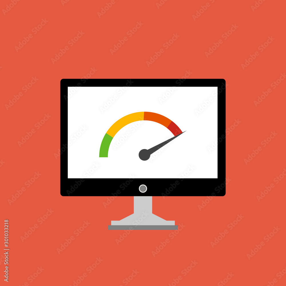 Speed test laptop icon Flat design vector illustration Speed test laptop icon Flat design vector illustration