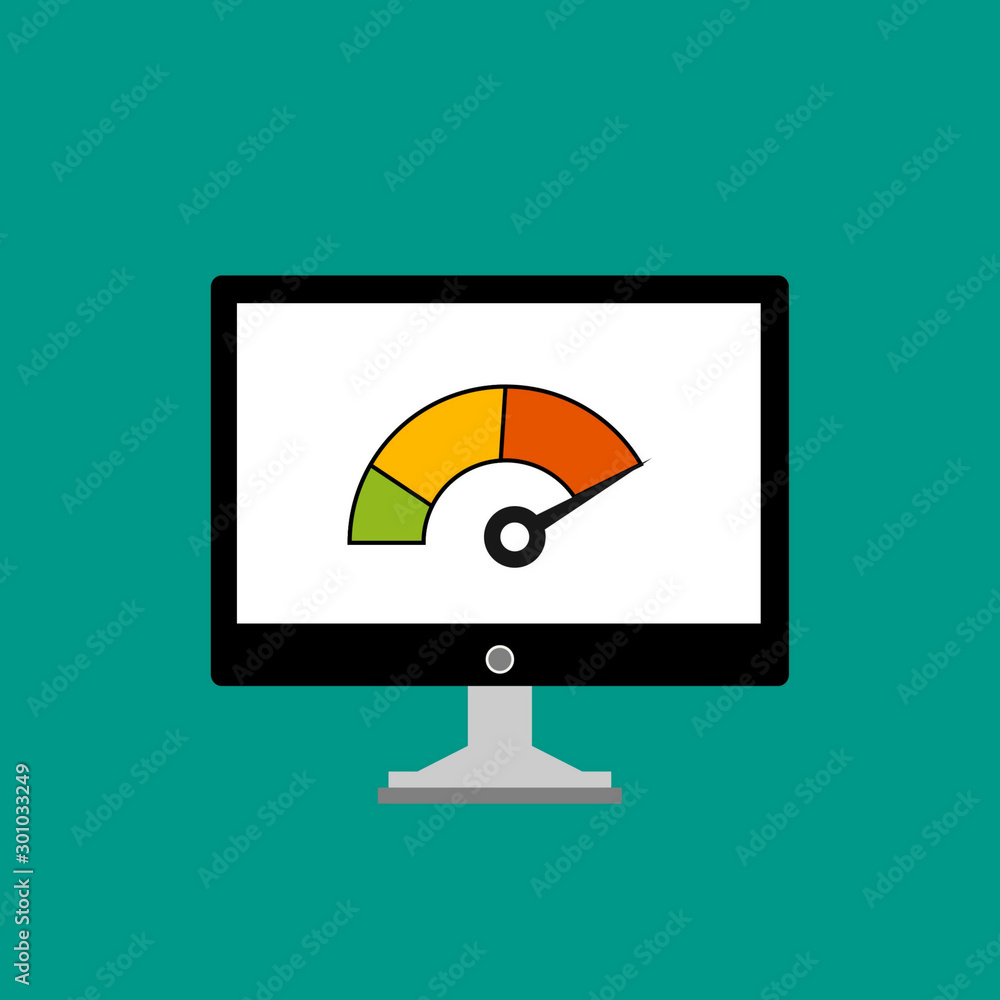 Speed test laptop icon Flat design vector illustration Speed test laptop icon Flat design vector illustration