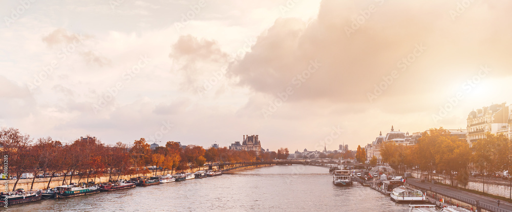 Panorama of Paris City in late autumn