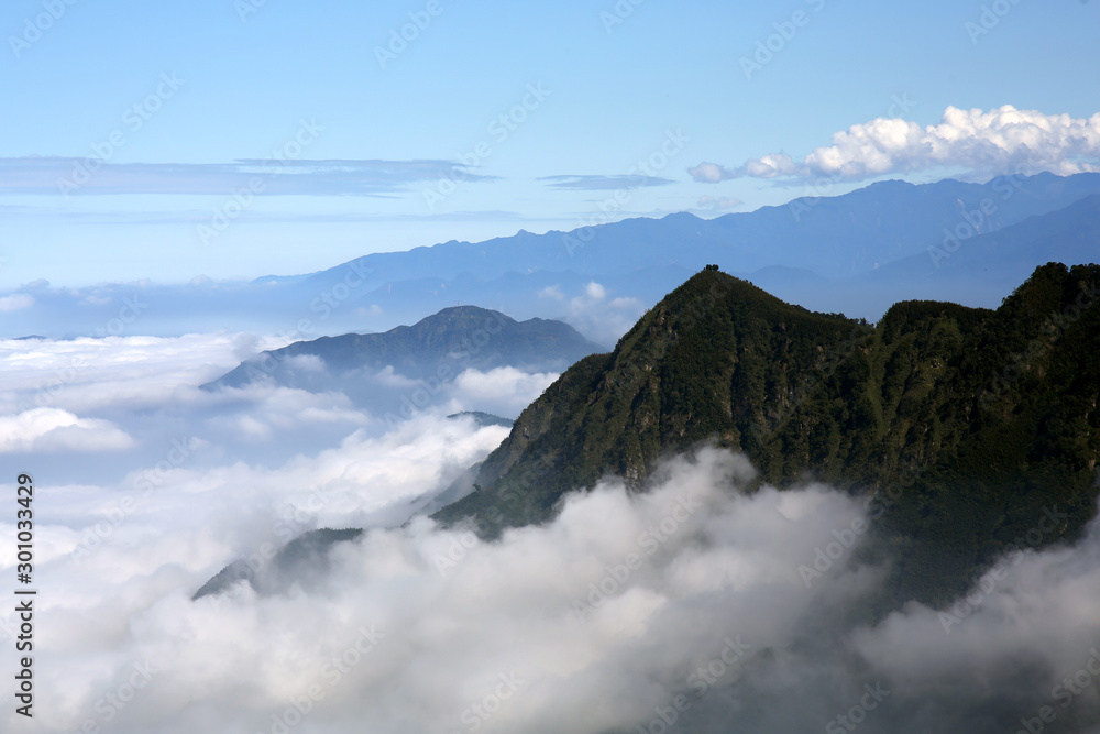 Cloudy landscape in the mountains of central Taiwan