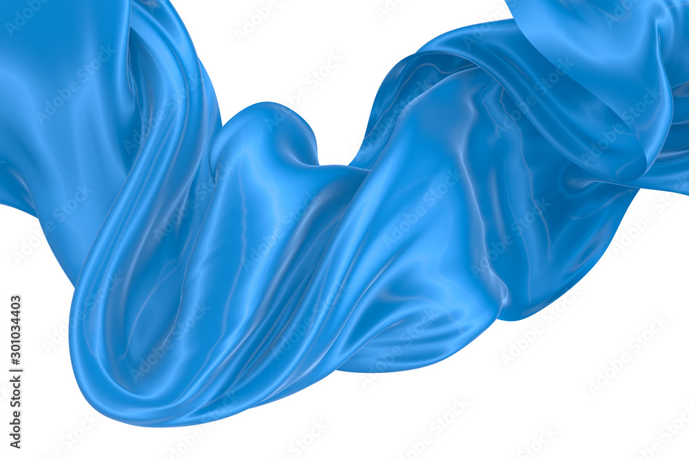 Abstract background of blue wavy silk or satin. 3d rendering image. Abstract background of blue wavy silk or satin. 3d rendering image.