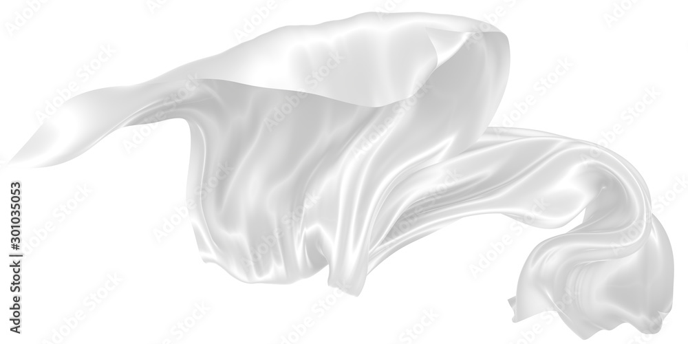 Abstract background of white wavy silk or satin. 3d rendering image. Abstract background of white wavy silk or satin. 3d rendering image.