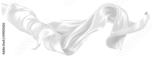 Abstract background of white wavy silk or satin. 3d rendering image. photo