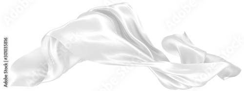 Abstract background of white wavy silk or satin. 3d rendering image. photo