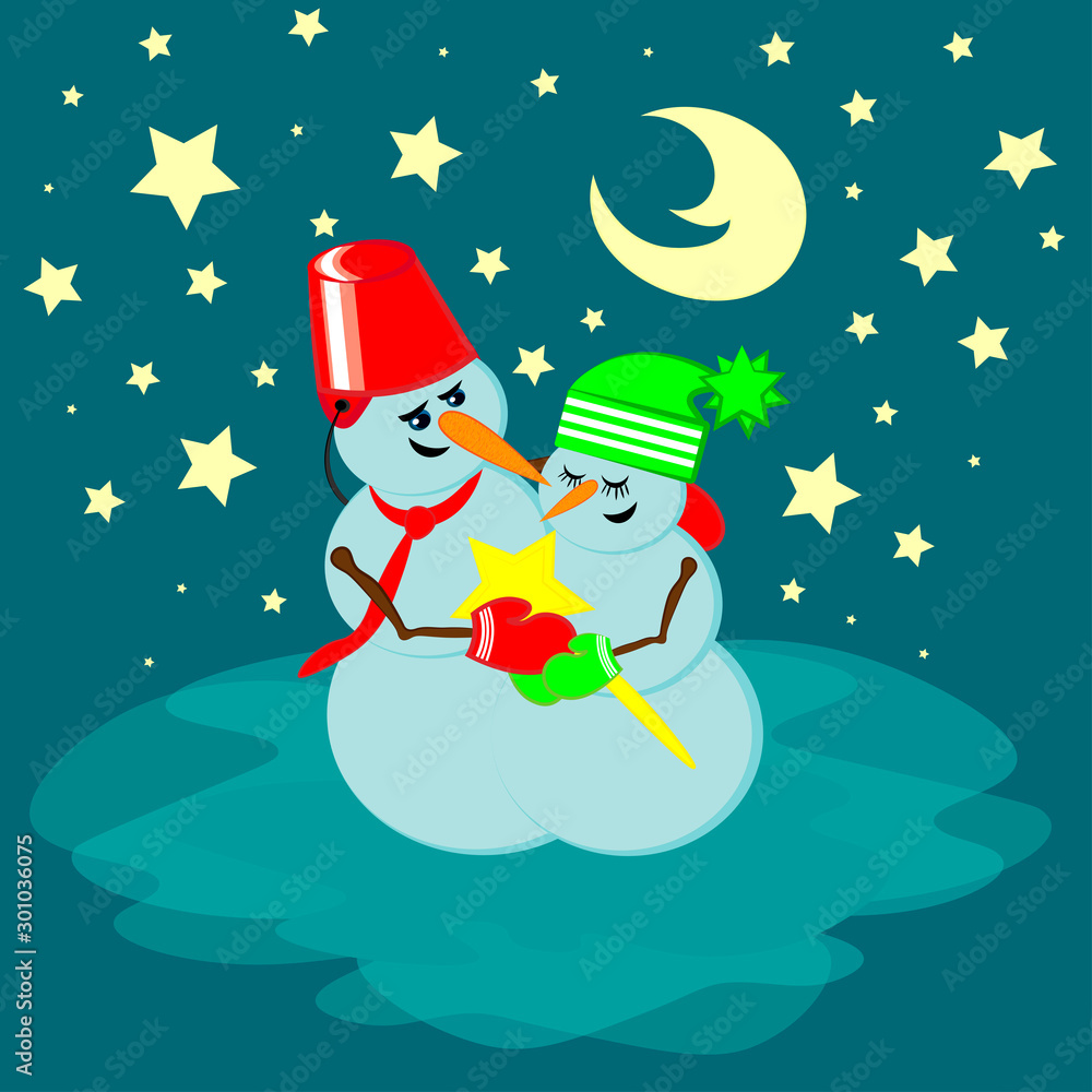 Naklejka premium christmas card with snowman