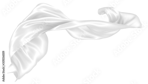Abstract background of white wavy silk or satin. 3d rendering image.