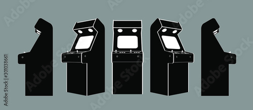 Vector arcade machine, different perspectives.