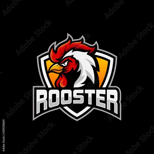 Rooster mascot sport logo design Vector illustration
