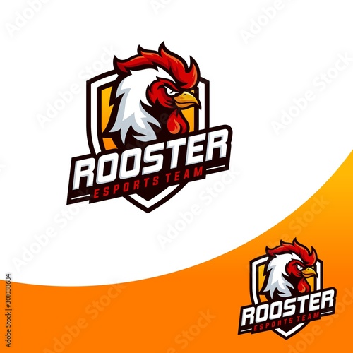Rooster mascot sport logo design Vector illustration