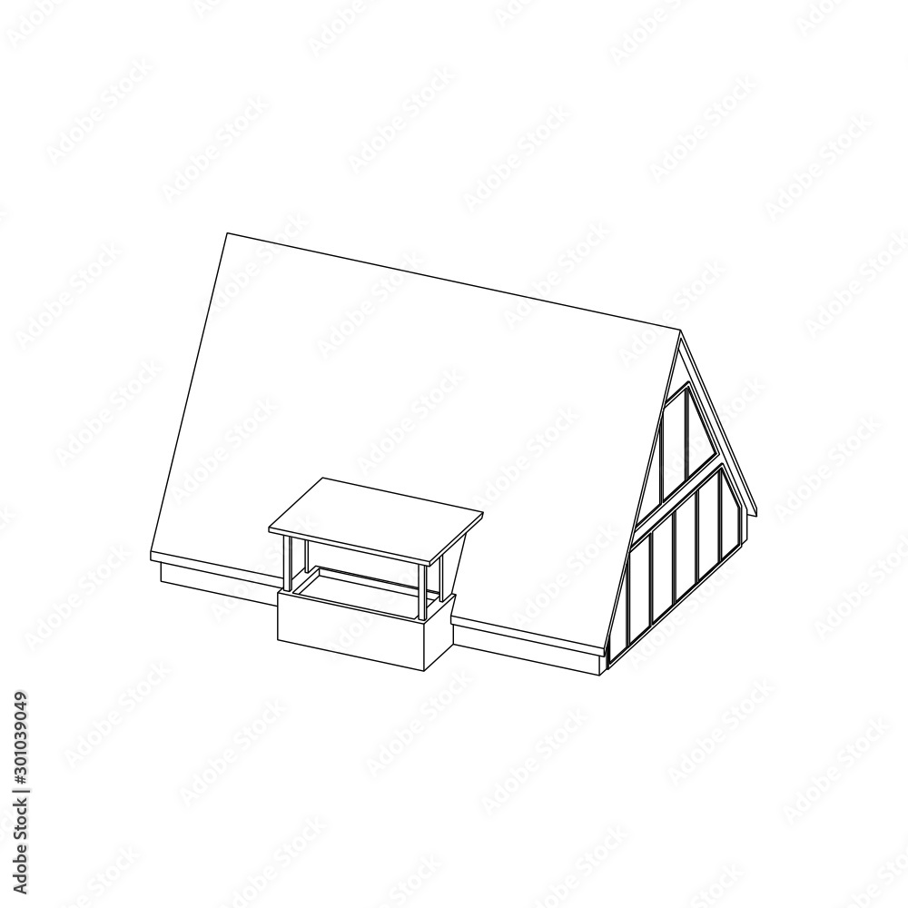 Cabin House Line art vector building isolated images Cabin House Line art vector building isolated images