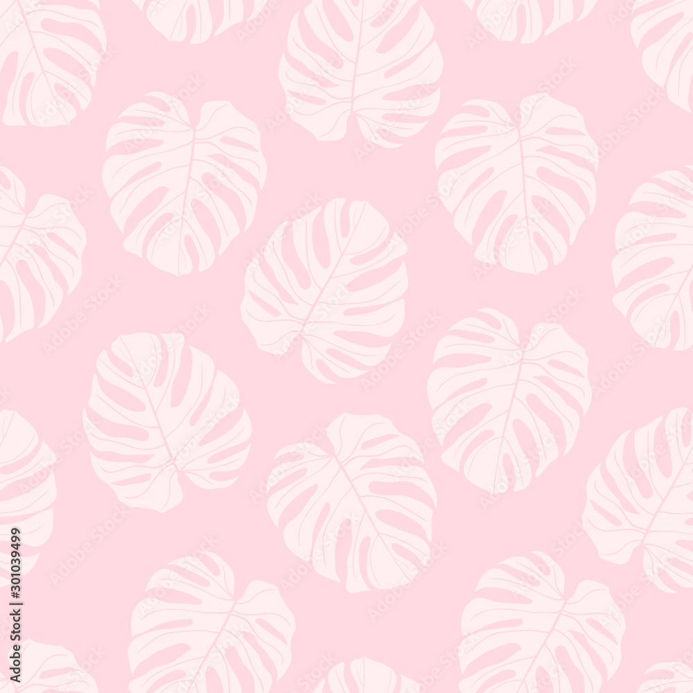 Beautifull tropical flowers and leaves seamless pattern design