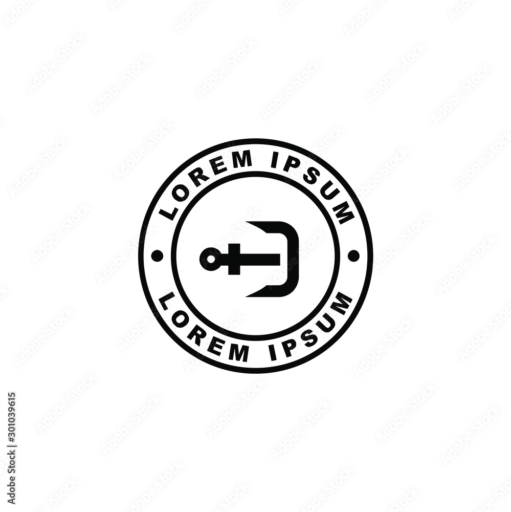 anchor logo with initial letter d and circle anchor logo with initial letter d and circle