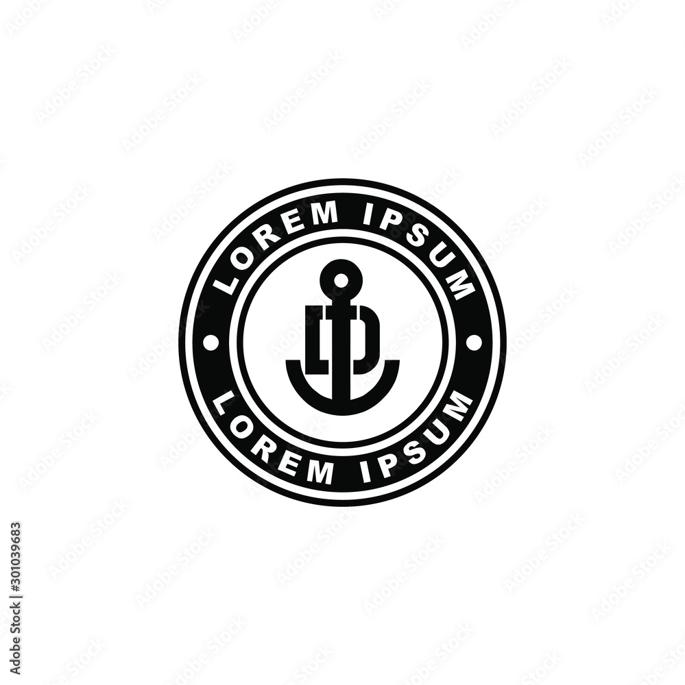 anchor logo with initial letter d and circle anchor logo with initial letter d and circle