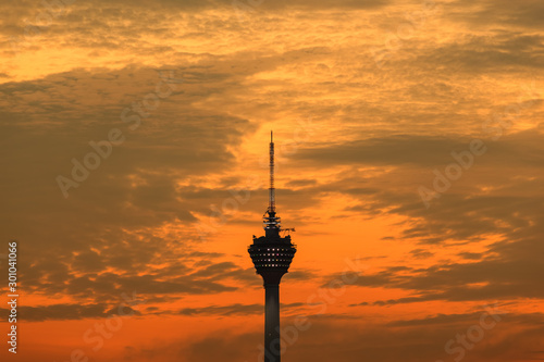 Photography beautiful scenery kuala lumpur city skyline with sunrise background