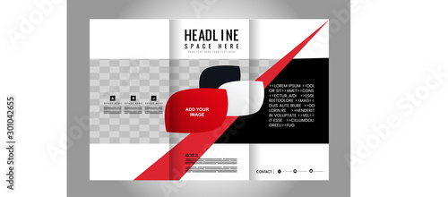 Vector empty tri-fold brochure print template design, tri-fold bright booklet or flyer