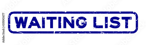 Grunge blue waiting list word square rubber seal stamp on white background