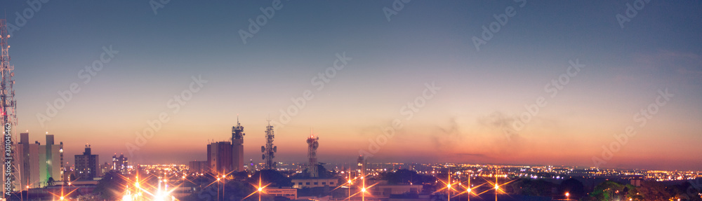 view of city at sunset