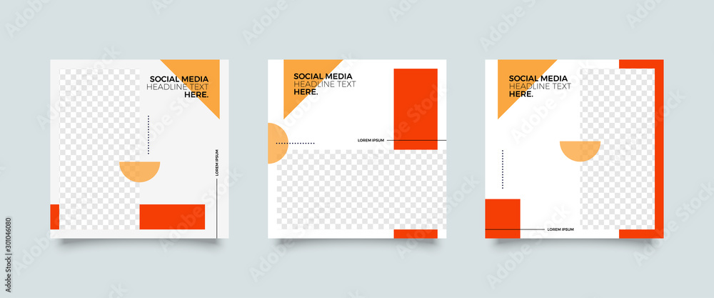 Editable simple corporate posts, square design ads for banners, Promotion bloggers, designers, shop owners, entrepreneurs and businesses. Social media template.  - obrazy, fototapety, plakaty 