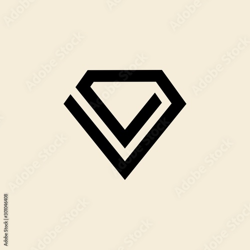 Letter Capital V Diamond Modern Icon Logo Design Template Element Vector