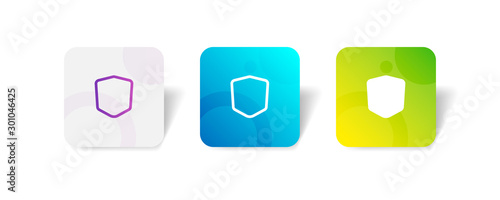shield round icon in outline and solid style with colorful smooth gradient background, suitable for mobile and web UI, app button, infographic, etc