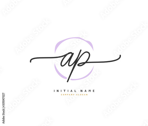 A P AP Beauty vector initial logo  handwriting logo of initial signature  wedding  fashion  jewerly  boutique  floral and botanical with creative template for any company or business.