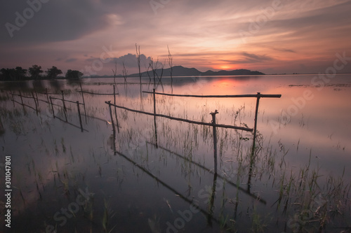 sunset on the lake.