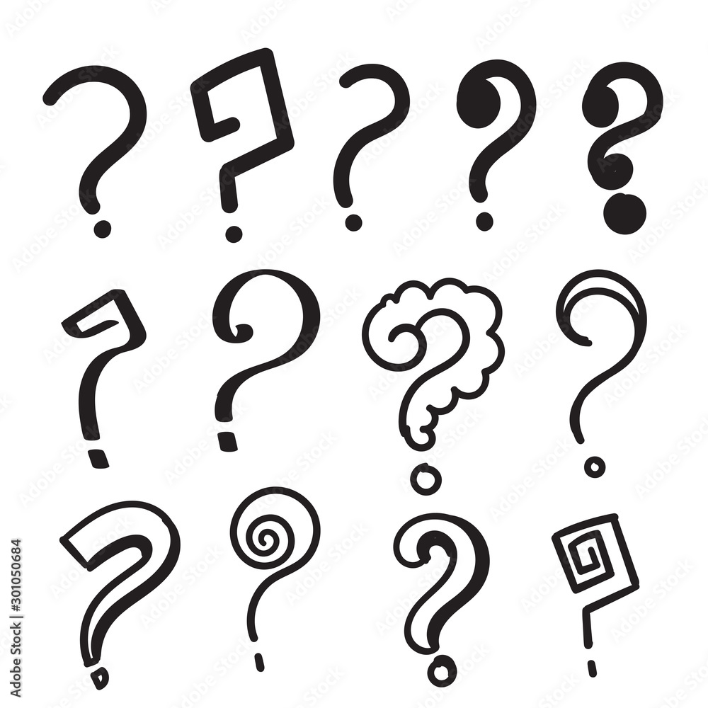 Set of hand drawn question marks. doodle questions marks set. vector illustration.line art style Set of hand drawn question marks. doodle questions marks set. vector illustration.line art style