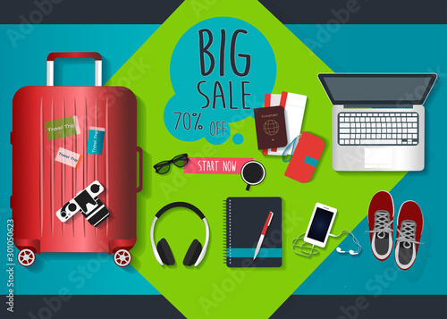 Travel and tourism concept template, ready for summer banners design. Vector illustration
