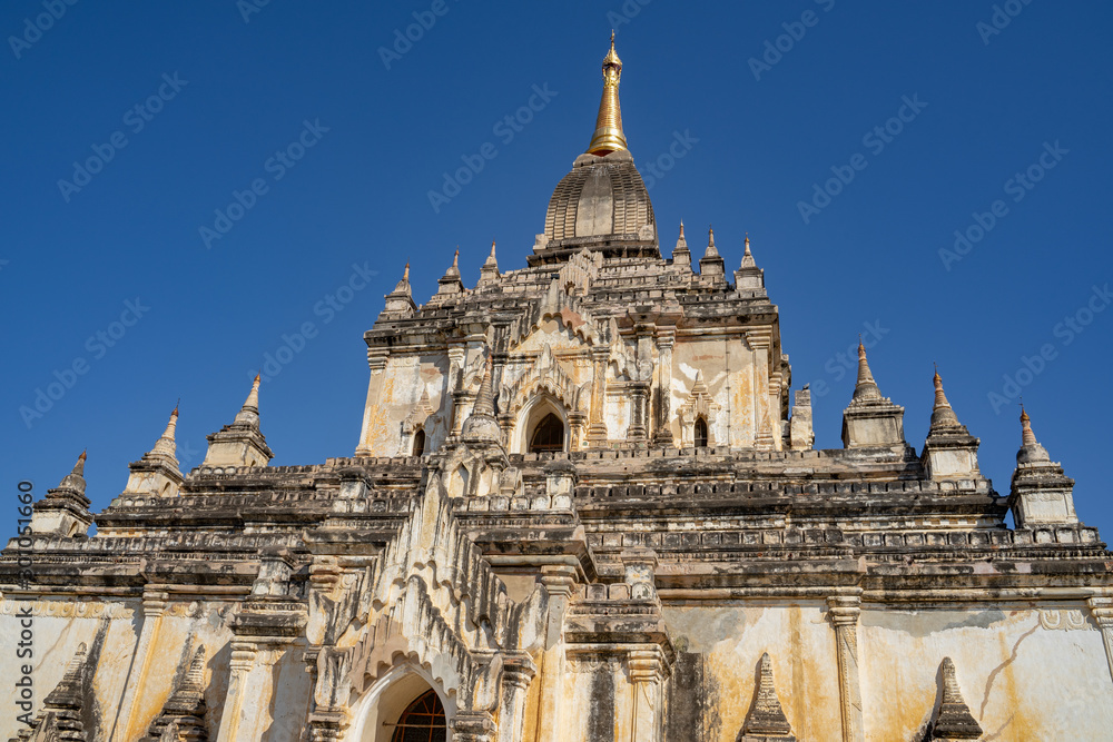 Beautiful Ananda temple at sunrise in Bagan. is a long-lasting and large religious monument in old ancieant Bagan,  Mandalay, myanmar