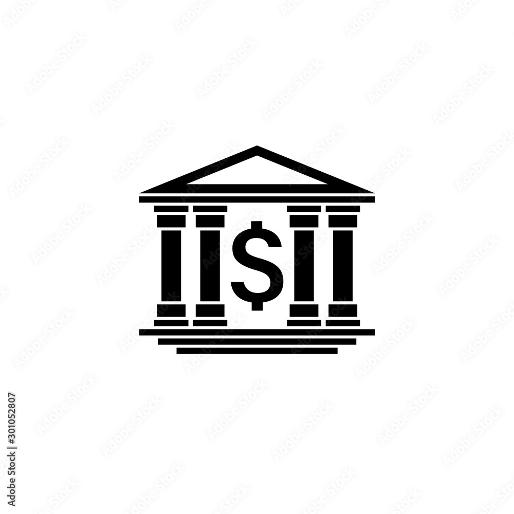 Bank building isolated icon on white background. Bank building isolated icon on white background.