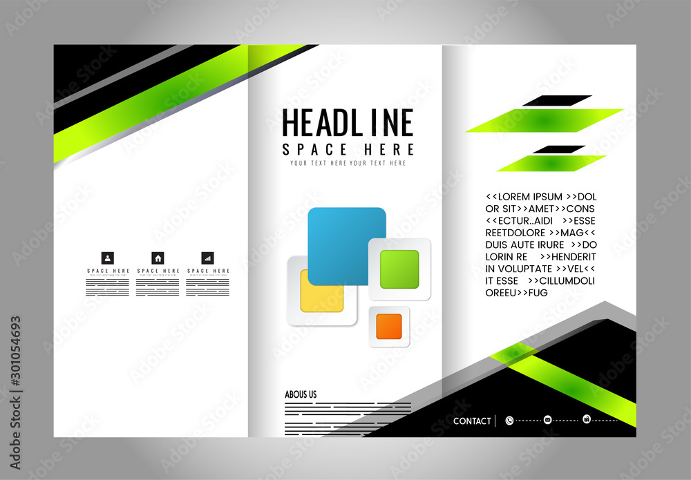 Front and back presentation of professional Business Trifold, Flyer, Banner or Template design.