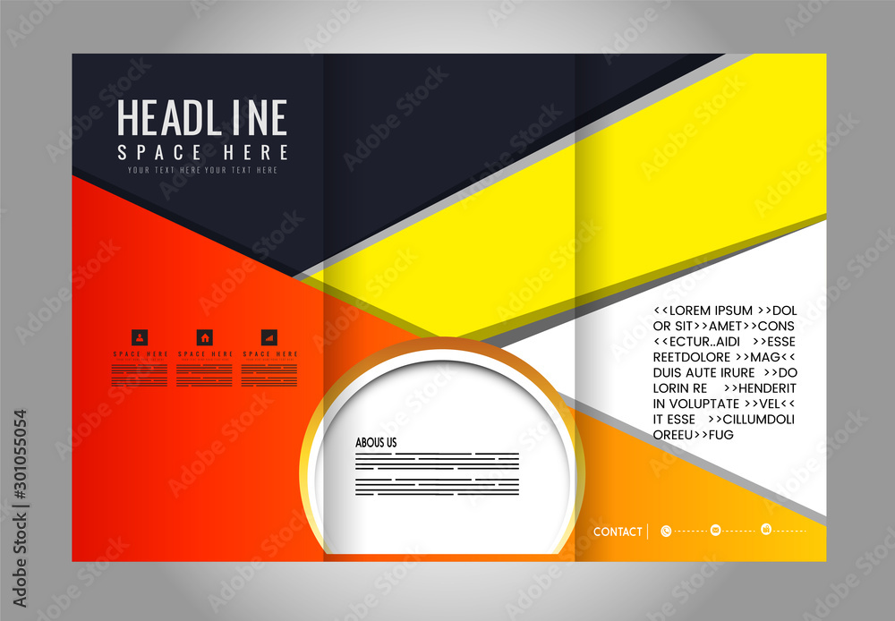 Brochure mock up design template for business, education, advertisement. Trifold booklet editable printable vector illustration. Red color Brochure mock up design template for business, education, advertisement. Trifold booklet editable printable vector illustration. Red color