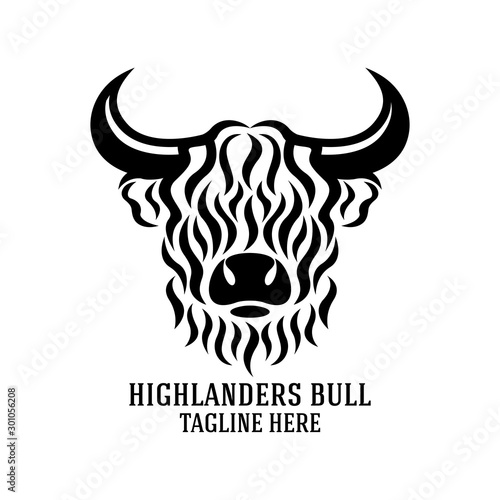 Modern highlanders bull logo. Vector illustration.