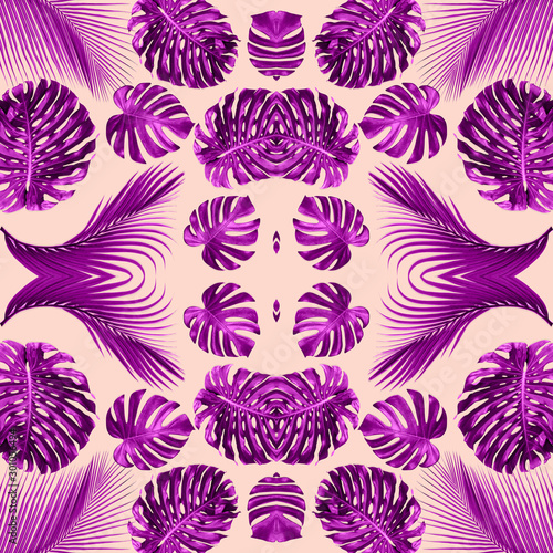 seamless of tropical exotic plant leaf,green leaves pattern are made new color for nature concept,abstract background for textile and fabric design