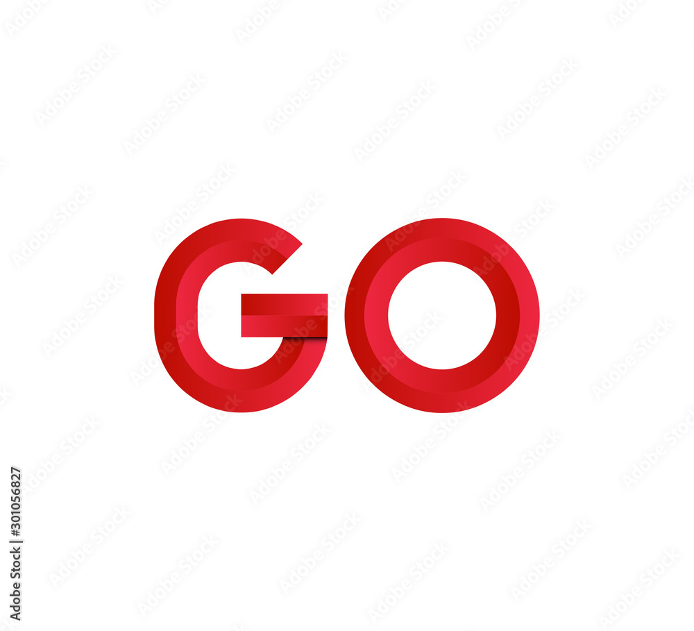 Initial two letter red 3D logo vector GO Initial two letter red 3D logo vector GO