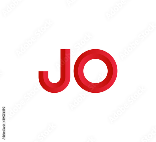 Initial two letter red 3D logo vector JO