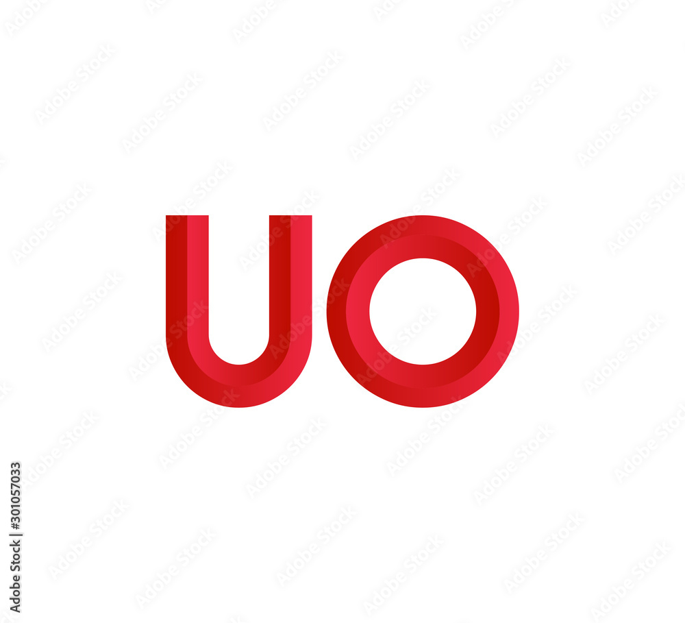 Initial two letter red 3D logo vector UO Initial two letter red 3D logo vector UO