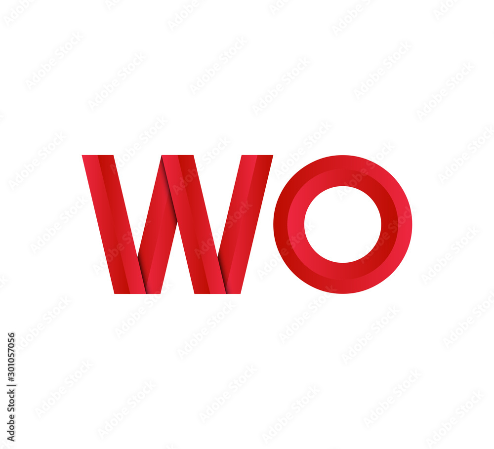 Initial two letter red 3D logo vector WO Initial two letter red 3D logo vector WO