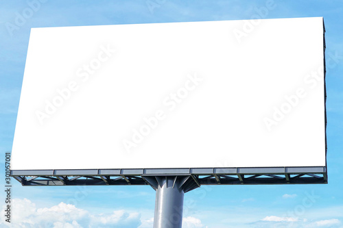 Billboard - Large Blank Billboard with empty screen and beautiful cloudy sky for outdoor advertising poster,Copy space banner ready for your advertisement design or mock up text.Business Concept.