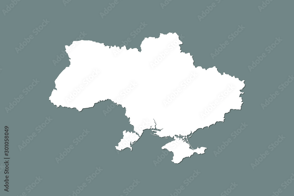 Ukraine vector map with integrated land area using white color on dark background illustration Ukraine vector map with integrated land area using white color on dark background illustration