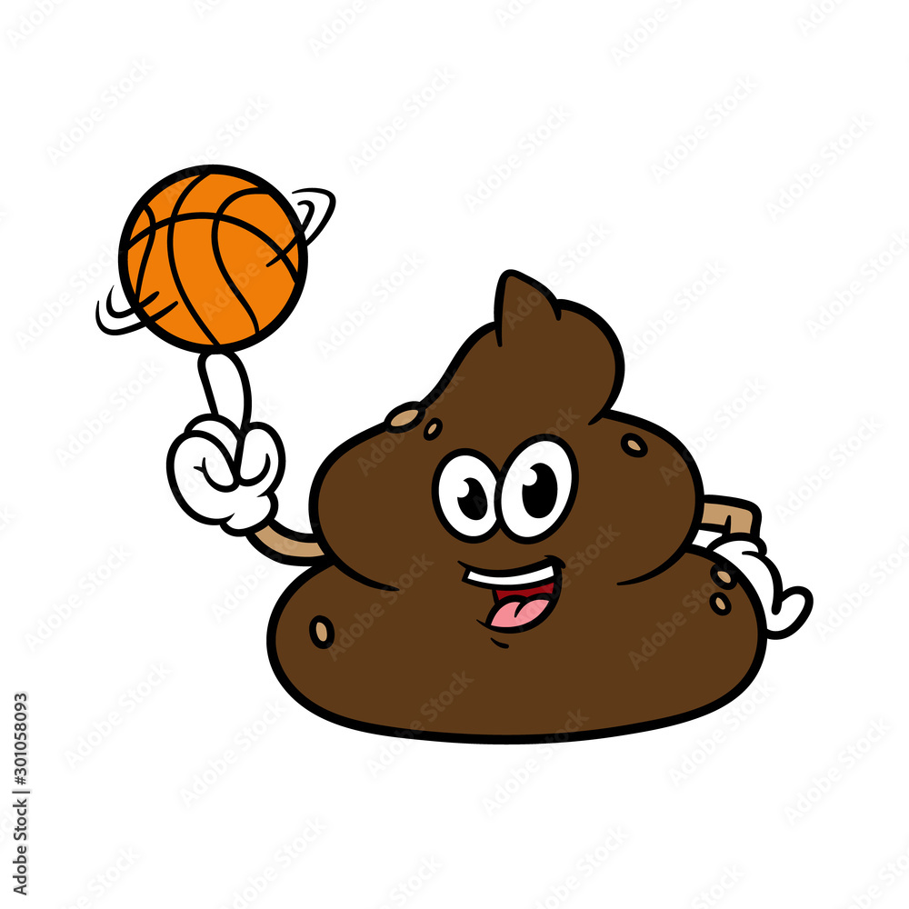Cartoon Poop Character Spinning Basketball Stock Vector | Adobe Stock