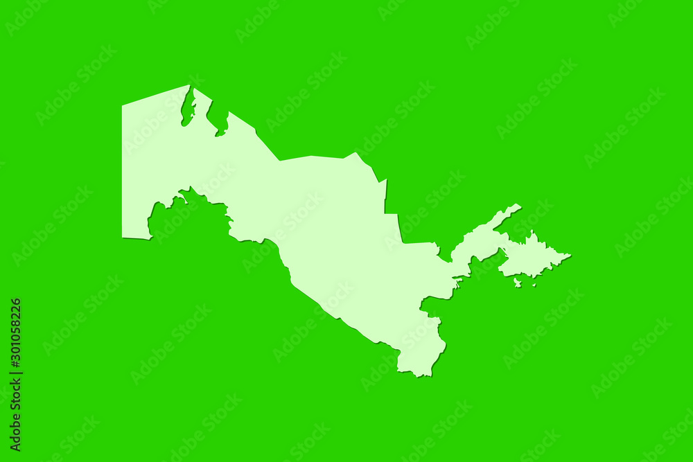 Uzbekistan vector map with single land area using green color on dark background illustration
