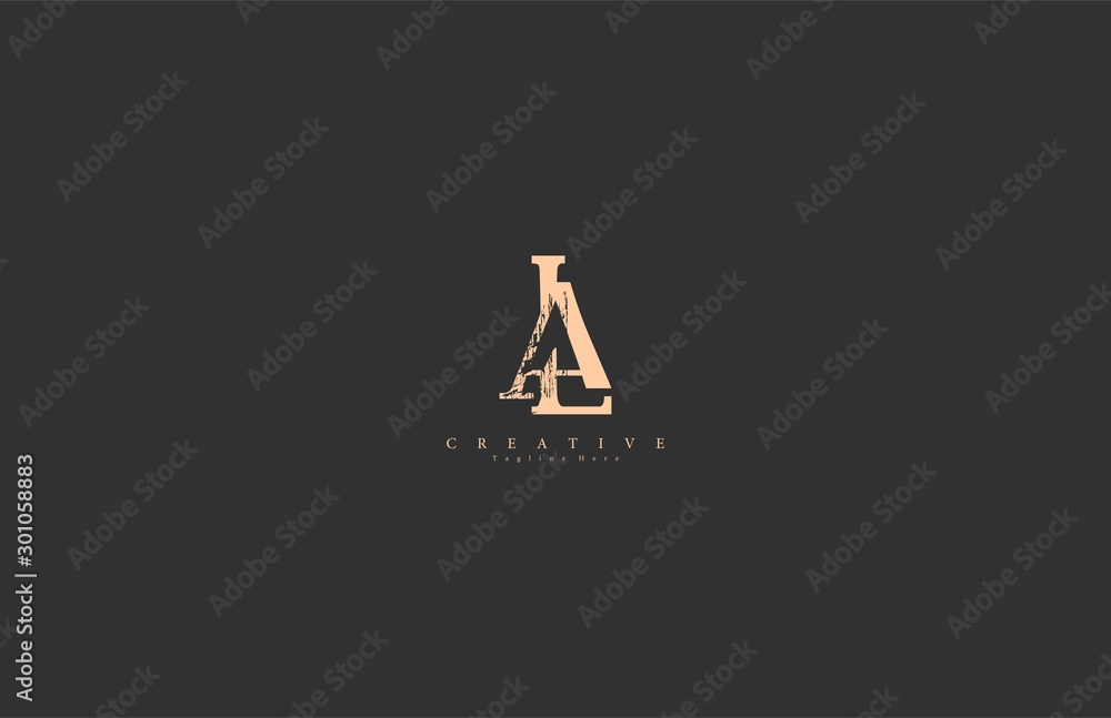 LA AL Letter Abstract Rough Distressed Monogram Logo - obrazy, fototapety, plakaty 