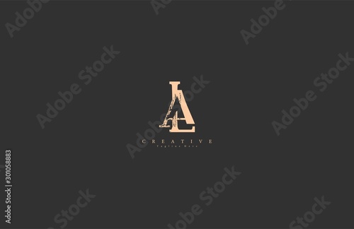 LA AL Letter Abstract Rough Distressed Monogram Logo